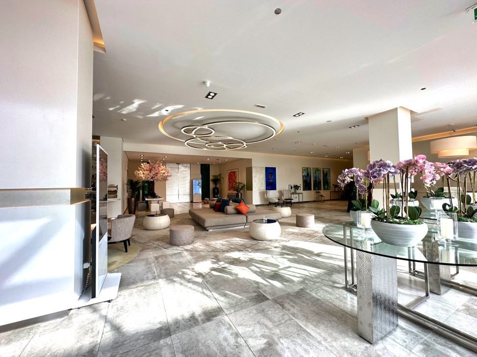 Elegant lobby of Arjaan by Rotana, one of the best hotel apartments in Dubai Media City