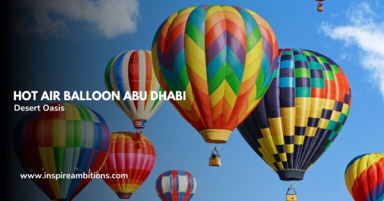 गर्म हवा का गुब्बारा अबू धाबी - रेगिस्तान के नखलिस्तान के ऊपर उड़ता हुआ
