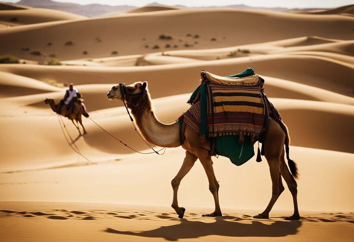 Un camello con una sillaDescripción generada automáticamente