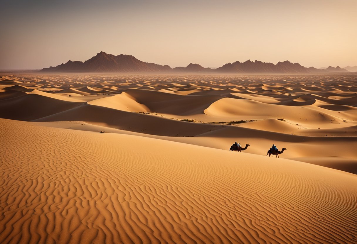 Верблюды в пустынеОписание создается автоматически