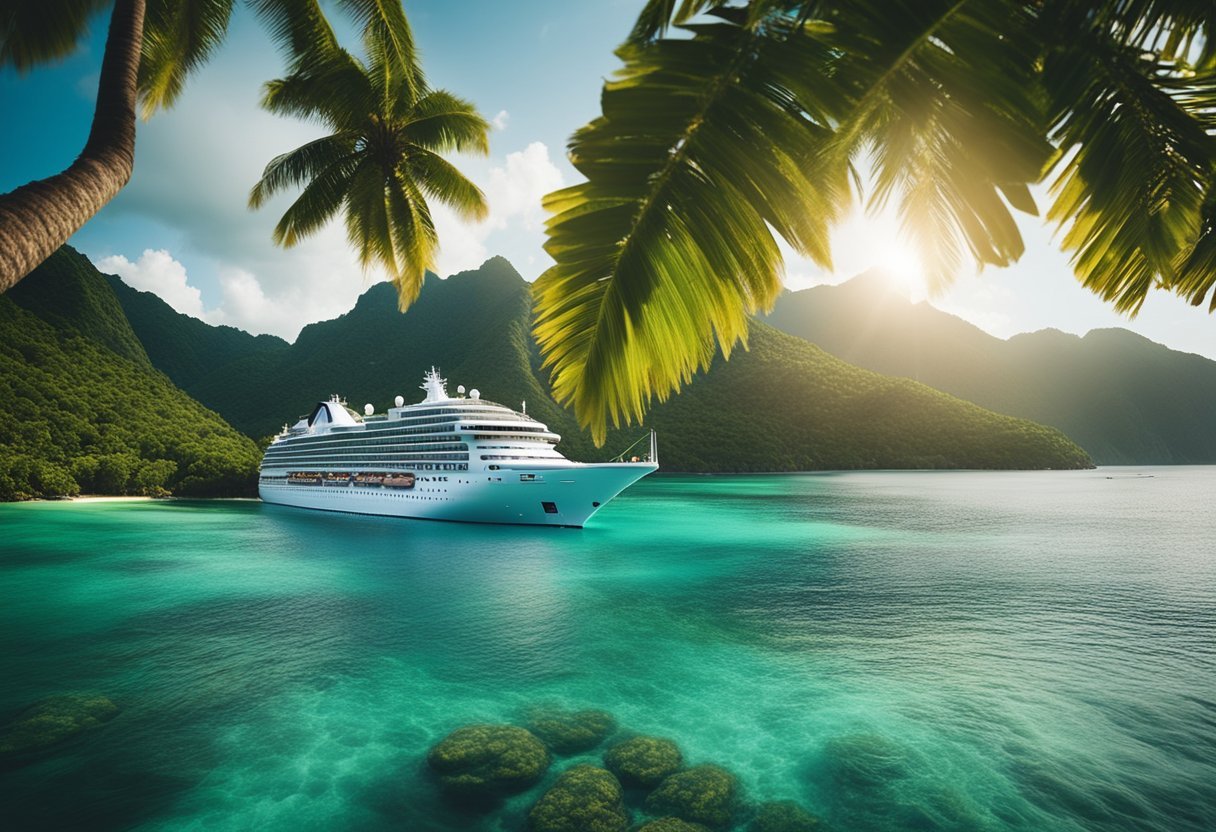 A cruise ship in the water