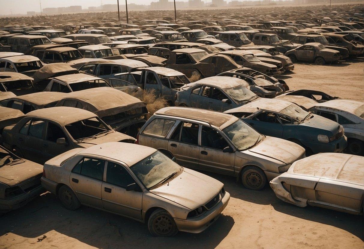 Um grupo de carros em um estacionamentoDescrição gerada automaticamente