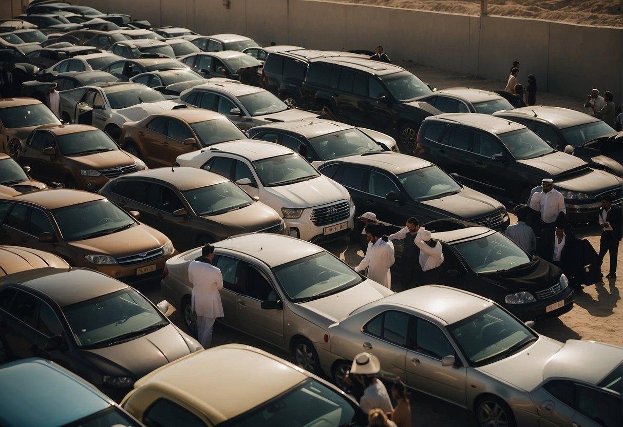 Um grupo de carros estacionados em um estacionamentoDescrição gerada automaticamente