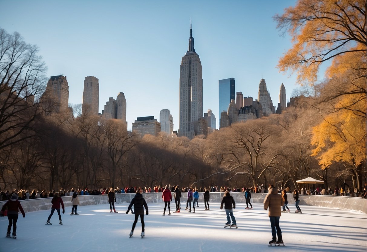 A group of people ice skating in a parkDescription automatically generated