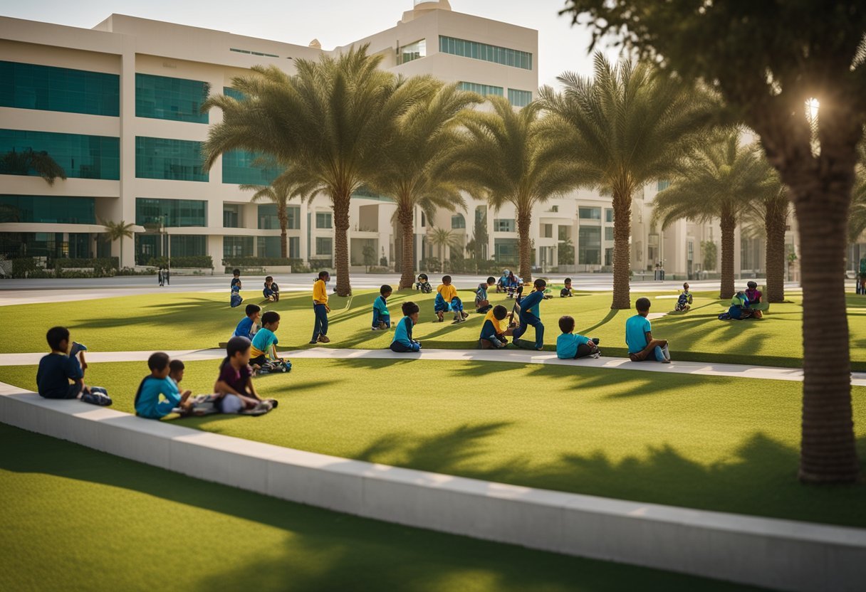 A group of people sitting on grass in front of a buildingDescription automatically generated
