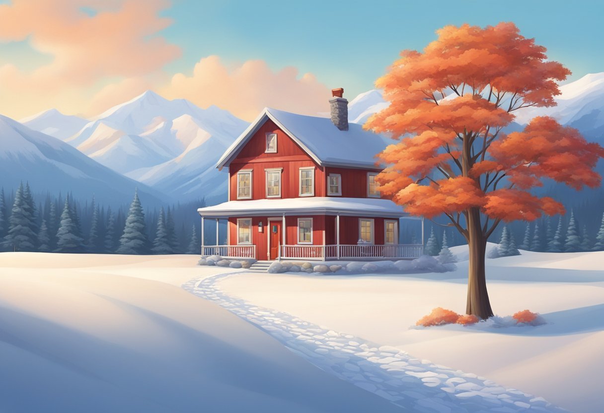 A house in the snowDescription automatically generated