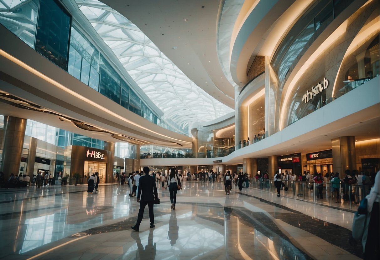 Большой торговый центр с большим количеством людейОписание создается автоматически