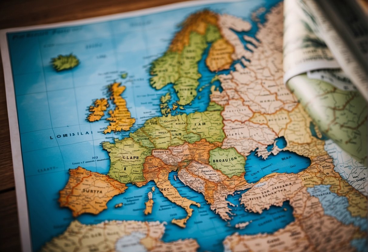 Карта Европы со свернутой бумагойОписание создается автоматически