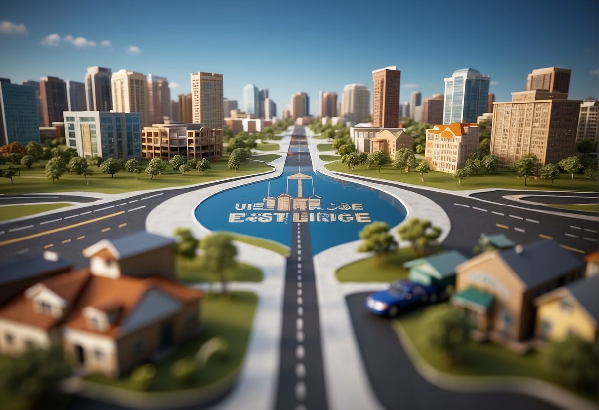 道路と水路のある都市のモデル中程度の信頼性で自動的に生成された説明