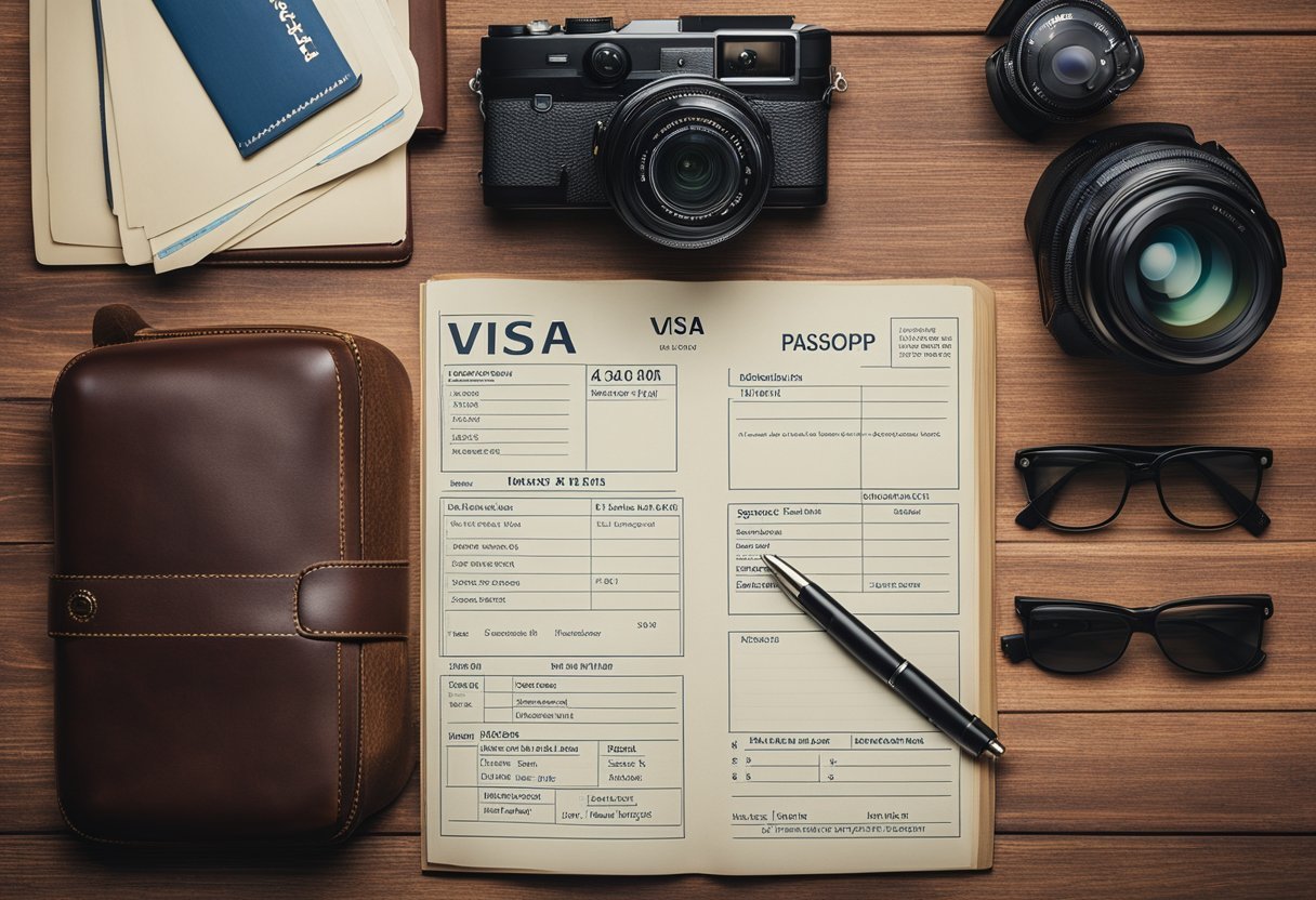 A passport and camera on a tableDescription automatically generated