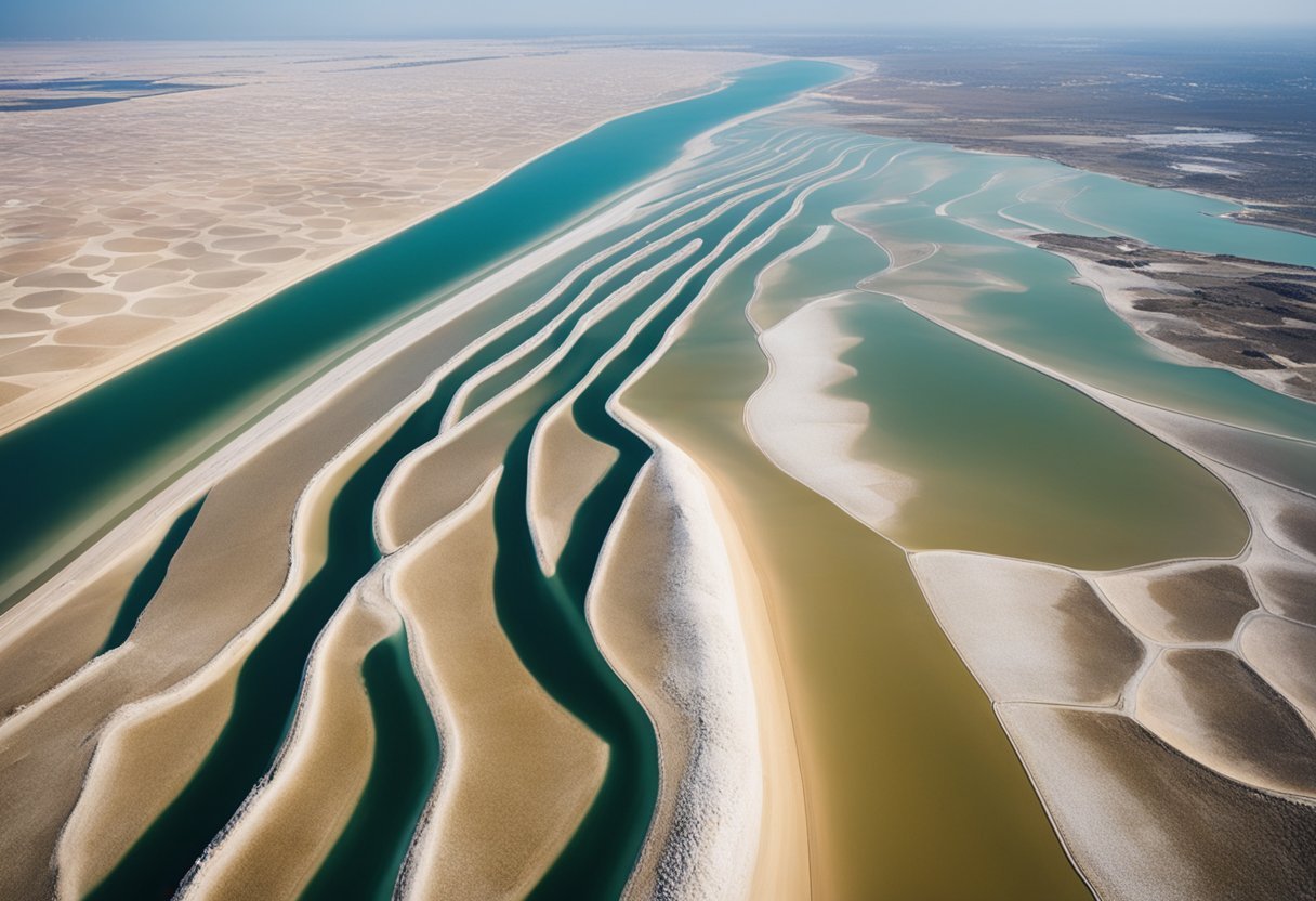 A river flowing through a desertDescription automatically generated