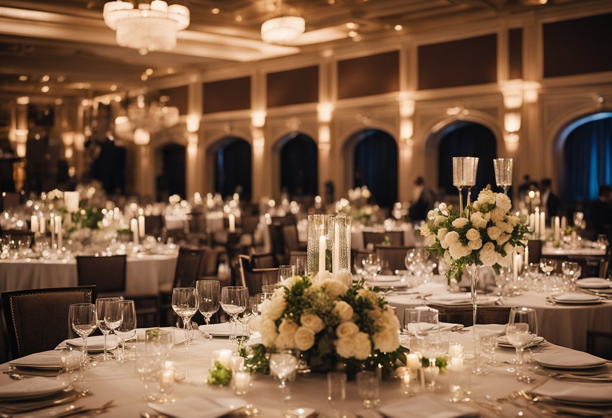 A table set for a formal event

Description automatically generated