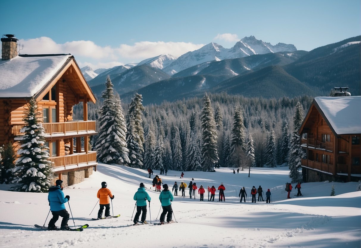 雪の上でスキーをする人々のグループ自動生成された説明