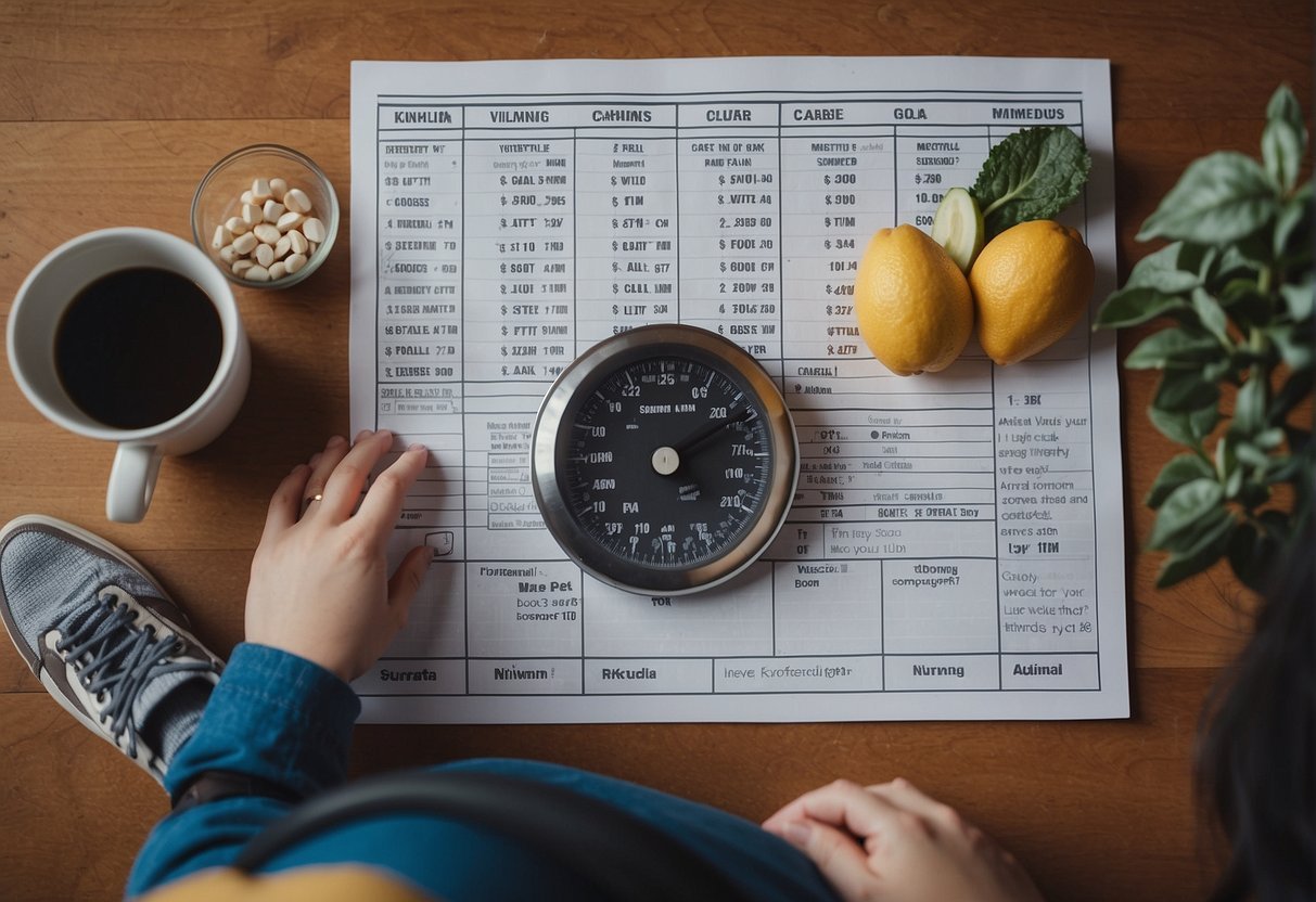 A person looking at a scale on a table

Description automatically generated