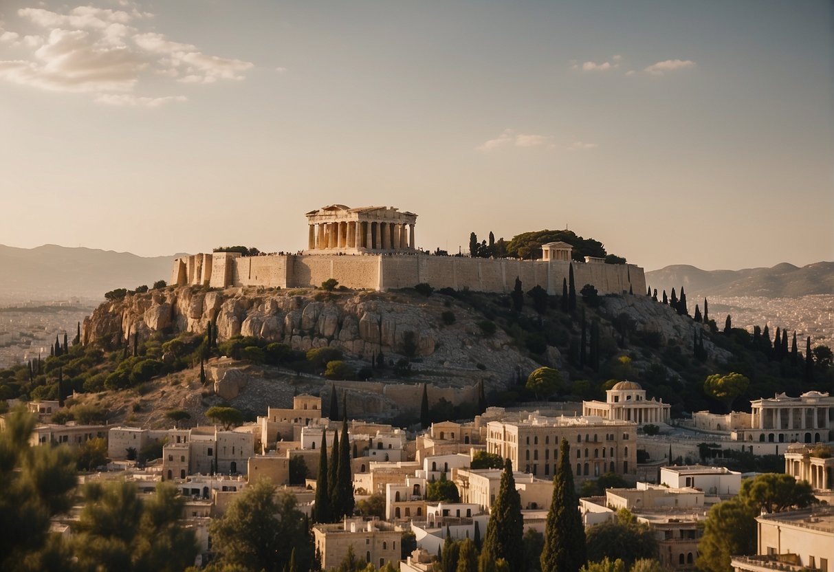 Acropolis of Athens on a hillDescription automatically generated