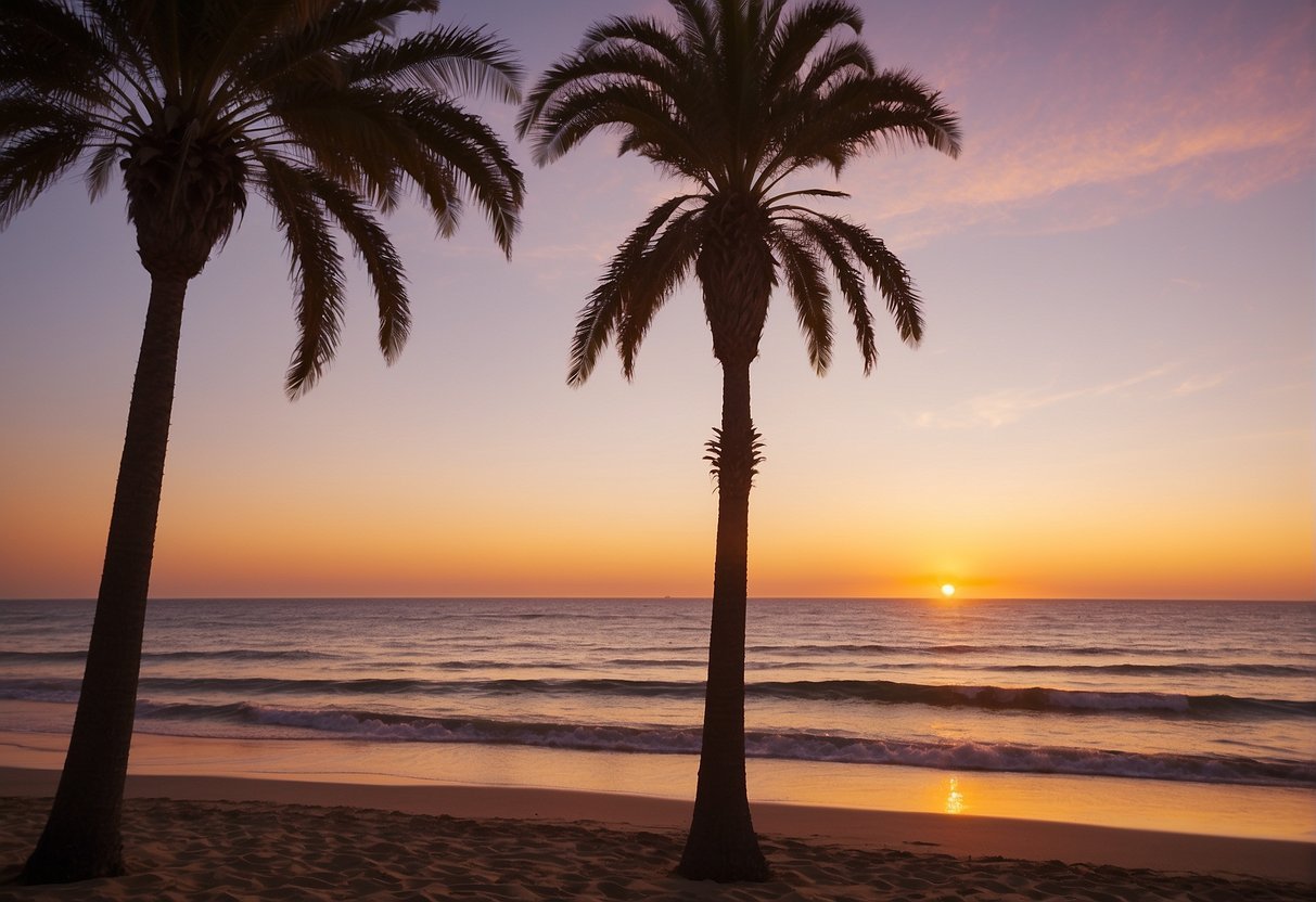 海滩上的棕榈树描述已自动生成