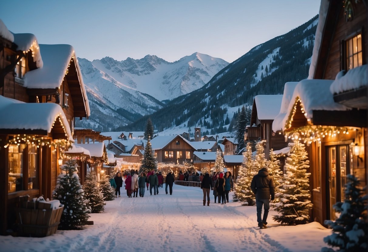 Snow-covered mountains, cozy cabins, hot springs, and festive lights in charming towns. A winter wonderland with skiing, sleigh rides, and holiday markets