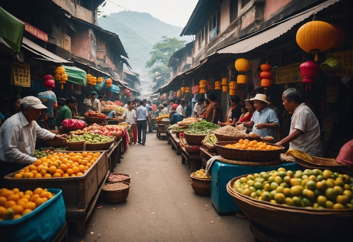 Vibrant street markets, ancient temples, and colorful festivals bustling with energy and tradition