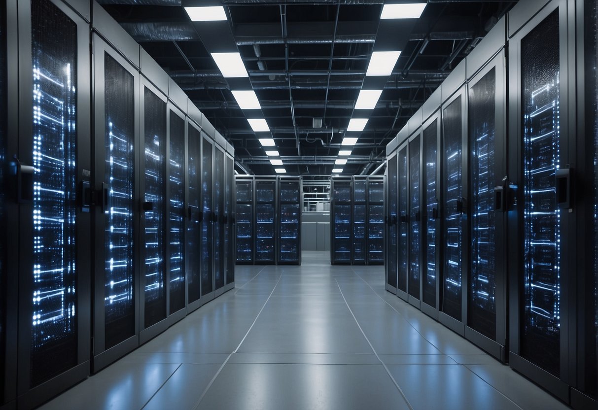 An expansive data center in Australia hums with activity, rows of servers blinking and whirring amid a maze of cables and cooling systems