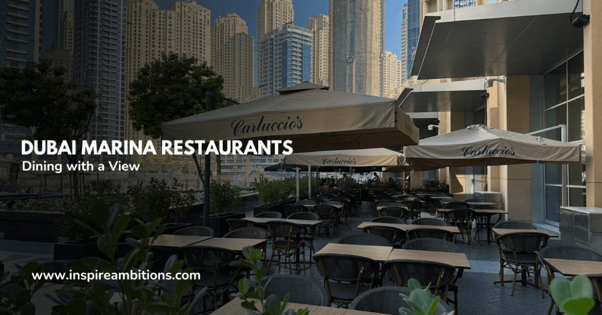 a restaurant with tables and umbrellas