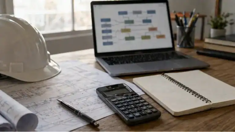 alternative career paths for engineers desk with plans and career map