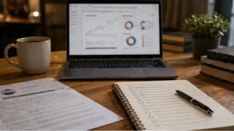 marketing internships for adults career change desk with CV and campaign dashboard